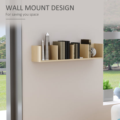 95cm Four-Compartment Wall Shelf - Brown