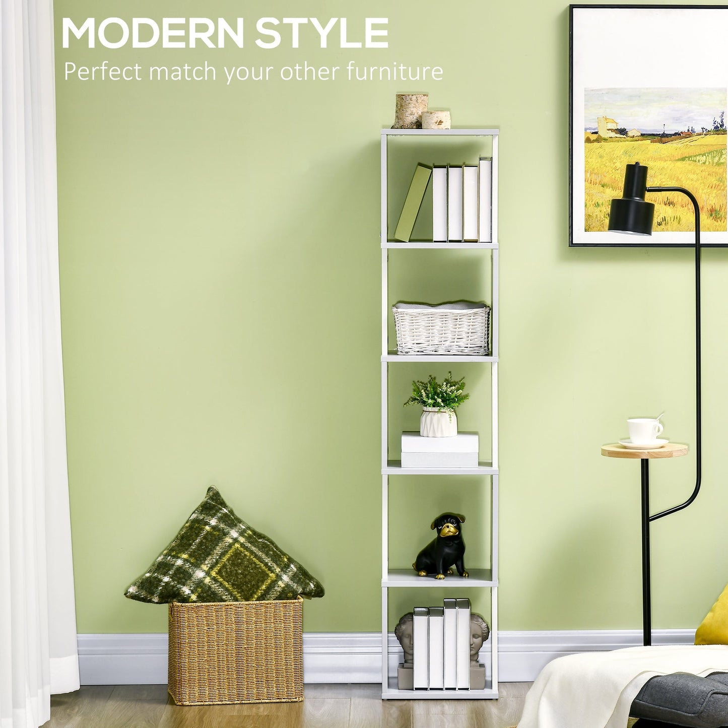 Modern 5-Tier Bookshelf