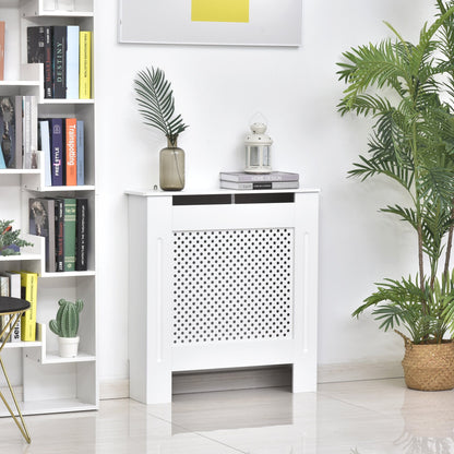 Small Medium-density fibreboard Wood Radiator Cover 78L x 19W x 82H cm -White