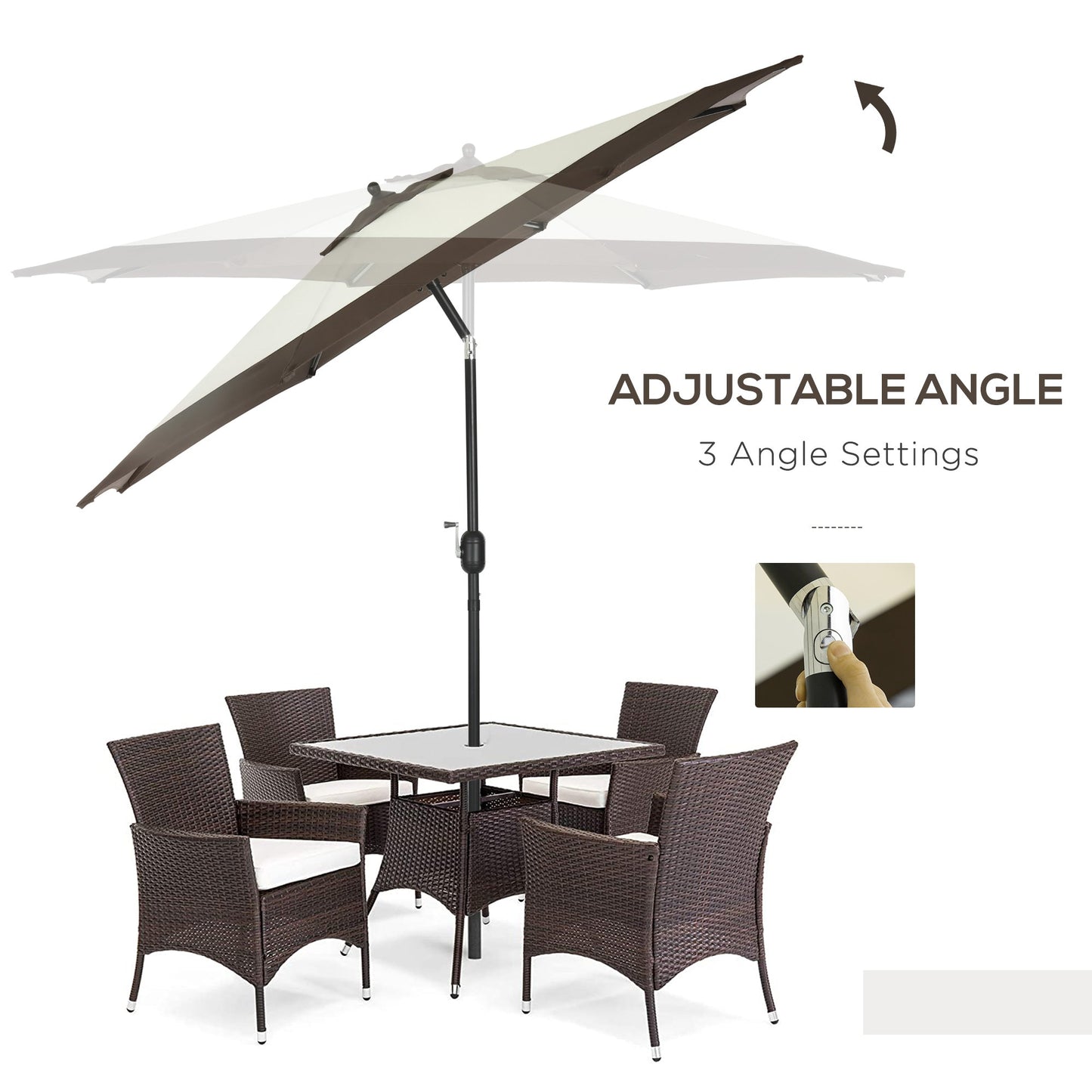 2.7m Garden Parasol Umbrella with 8 Metal Ribs