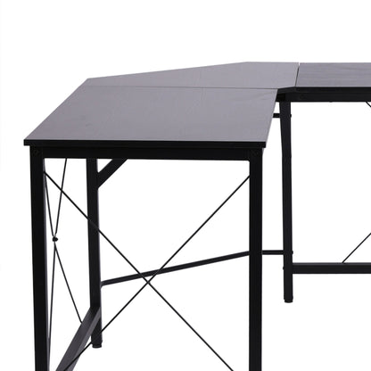 Homcom Corner Gaming Desk L-Shape Computer Pc Workstation Home Office Three Worktop Writing Table 76X150cm Black