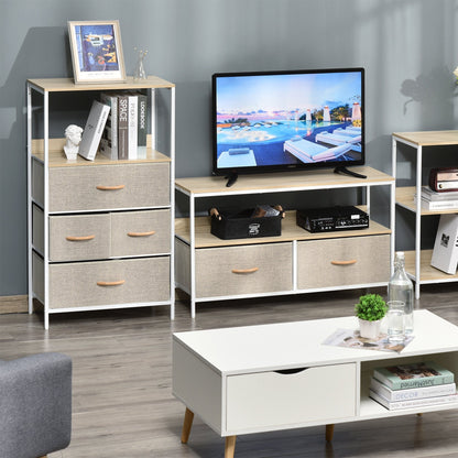 4 Drawer Storage Chest Unit Home Cabinet w/ Shelves Home Living Room Bedroom Entryway Living Furniture White