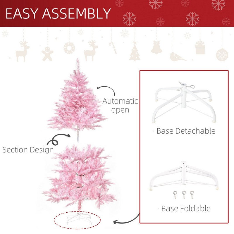 Homcom 5ft Christmas Tree Artificial - Pink 576 Tips