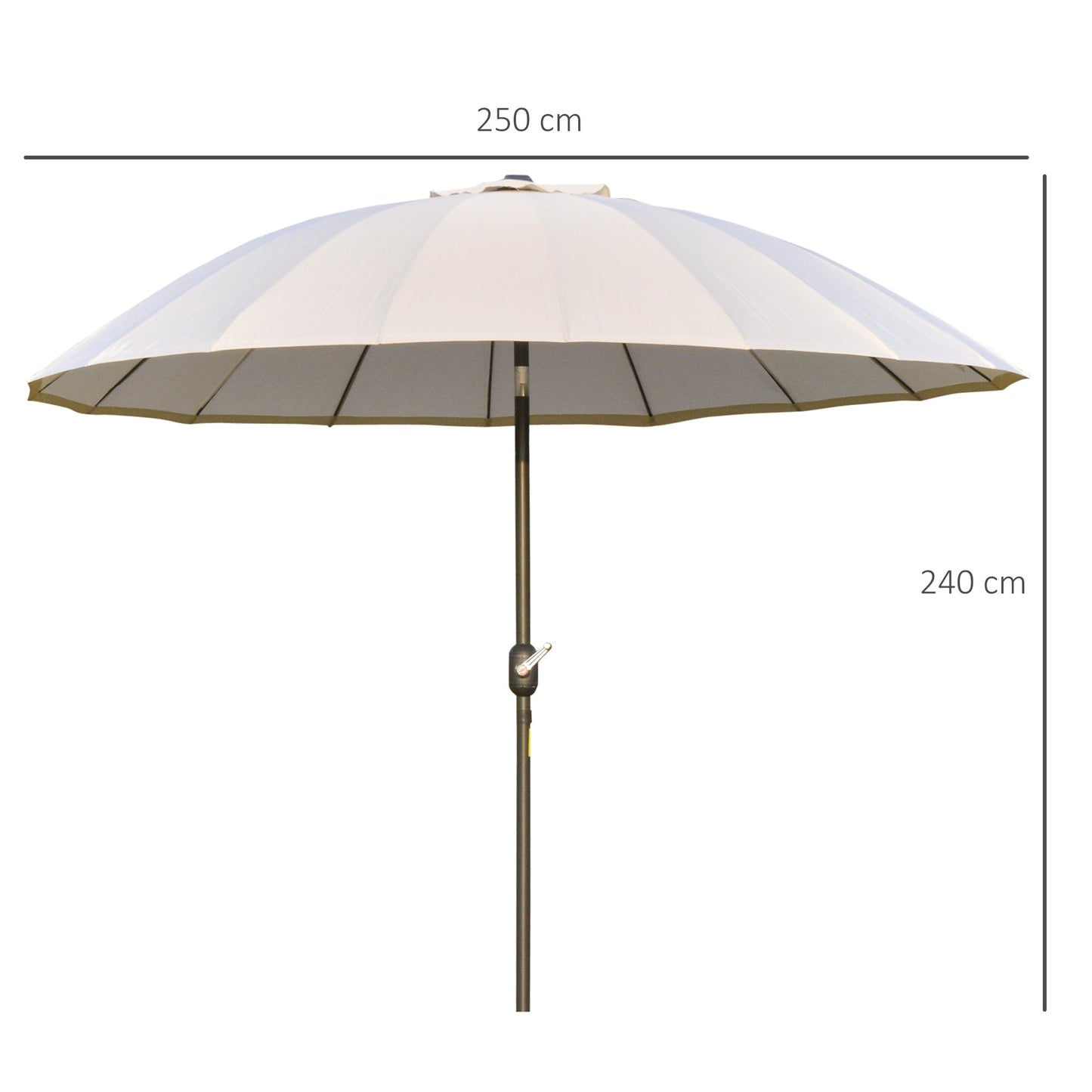 Outsunny 2.6M Shanghai Garden Parasol Umbrella With Crank & Tilt Adjustable Outdoor Sun Shade Off-White