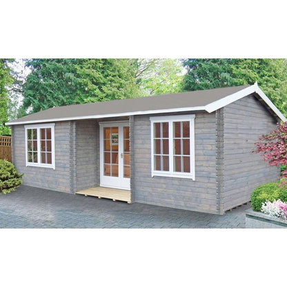 Shire Shire Elveden 13' 8" x 25' 10" Reverse Apex Log Cabin - Premium 70mm Cladding Tongue & Groove