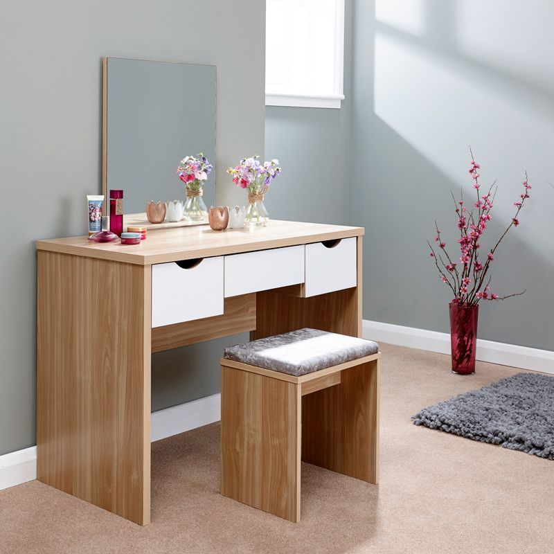 GFW Elizabeth Tall Dressing Table Natural 3 Drawers