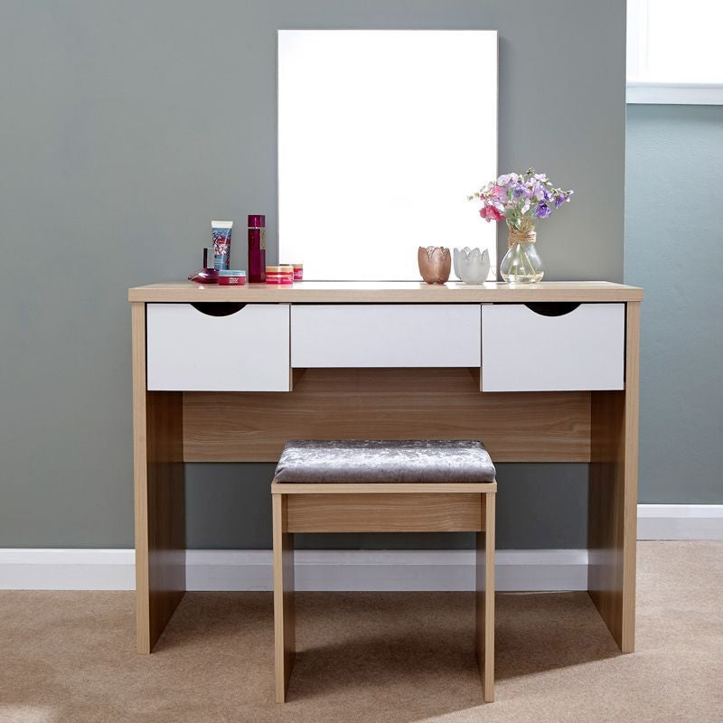 GFW Elizabeth Tall Dressing Table Natural 3 Drawers