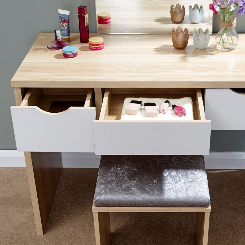 GFW Elizabeth Tall Dressing Table Natural 3 Drawers