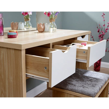 GFW Elizabeth Tall Dressing Table Natural 3 Drawers