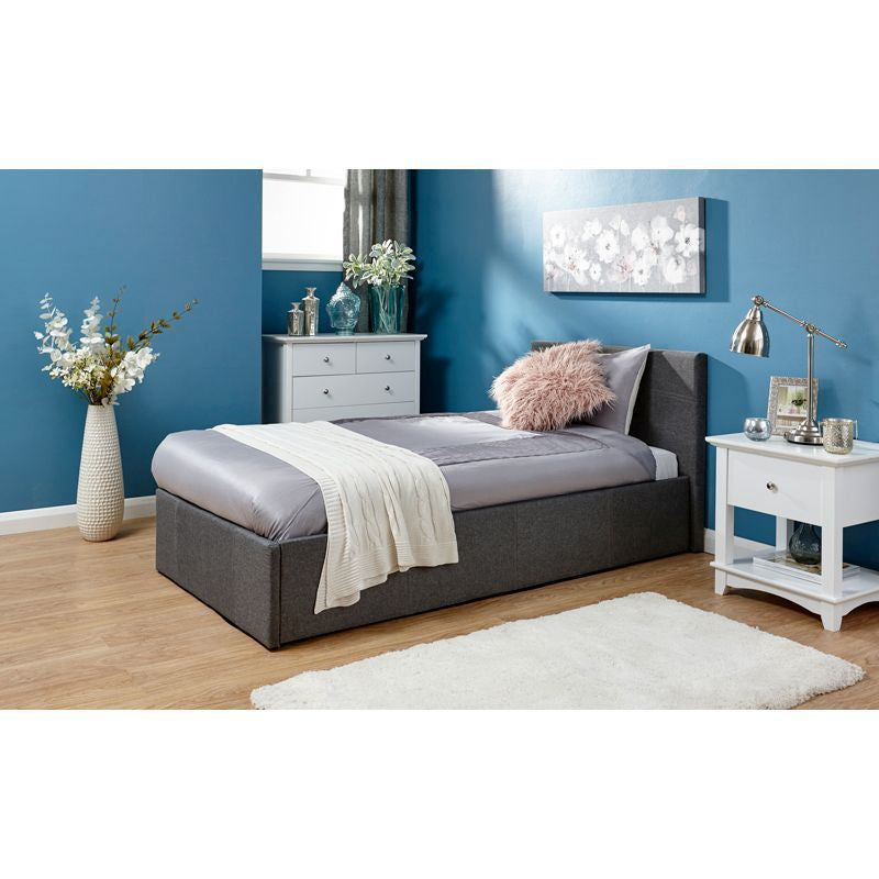 GFW Winston Single Ottoman Bed Fabric Grey 3 x 7ft