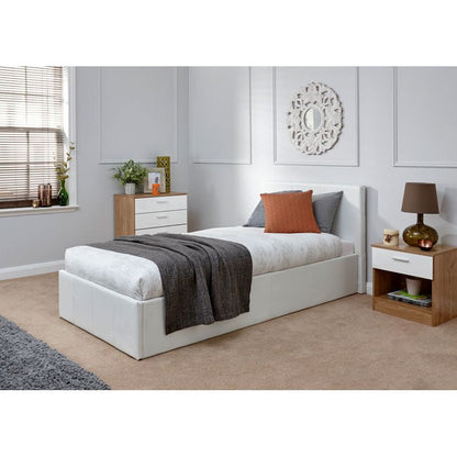 Winston Single Ottoman Bed Faux Leather White 3 x 7ft