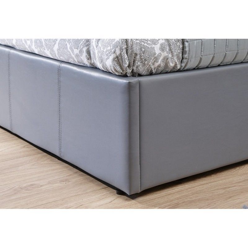 GFW Winston Small Double Ottoman Bed Faux Leather Grey 5 x 7ft