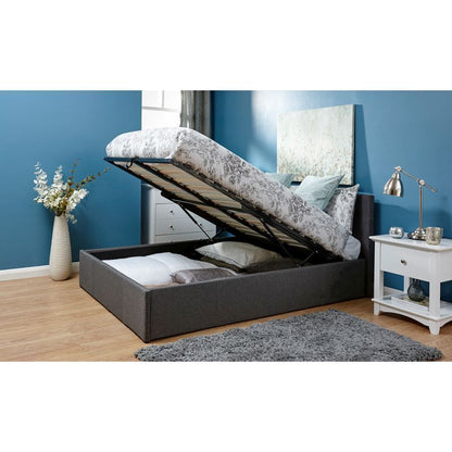 GFW Winston Double Ottoman Bed Wood Grey 5 x 7ft