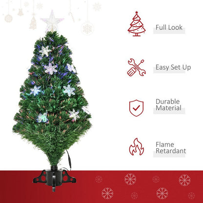 3 Foot Prelit Artificial Christmas Tree Fiber Optic LED Light Holiday Home Xmas Decoration Tree with Foldable Feet