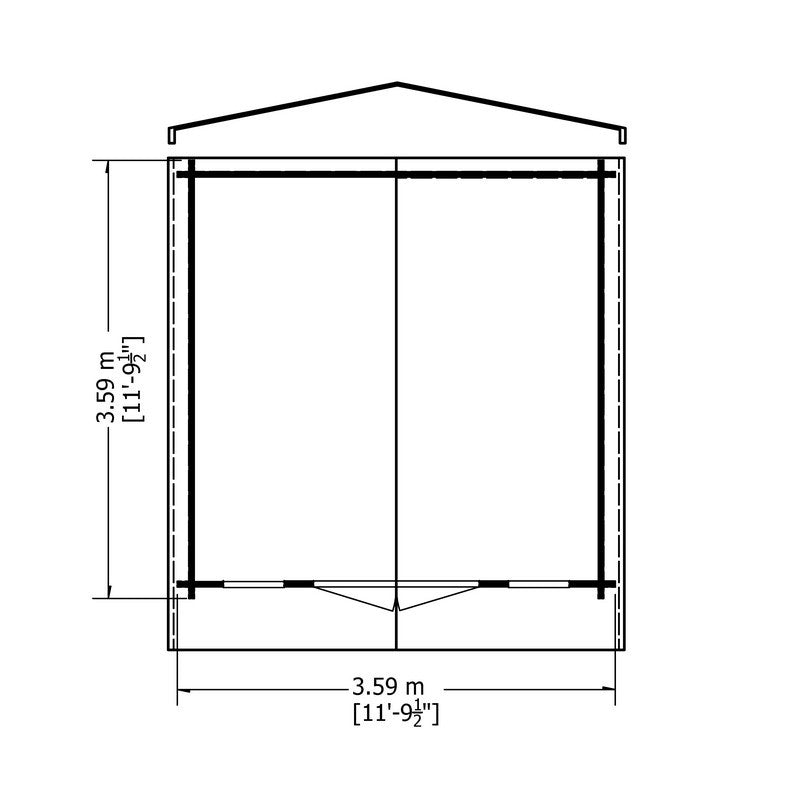 Shire Shire Epping 12' x 12' Apex Log Cabin - Premium 28mm Cladding Tongue & Groove