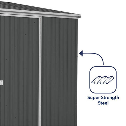 Absco Space Saver 7' 4" x 4' 11" Pent Shed Steel Monument Grey - Classic