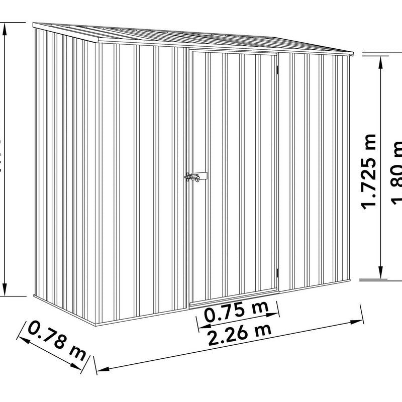 Absco Absco Space Saver 7' 4" x 2' 6" Pent Shed Steel Zinc - Classic