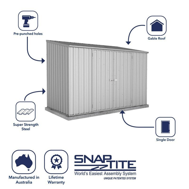 Absco Absco Space Saver 9' 10" x 4' 11" Pent Shed Steel Zinc - Classic