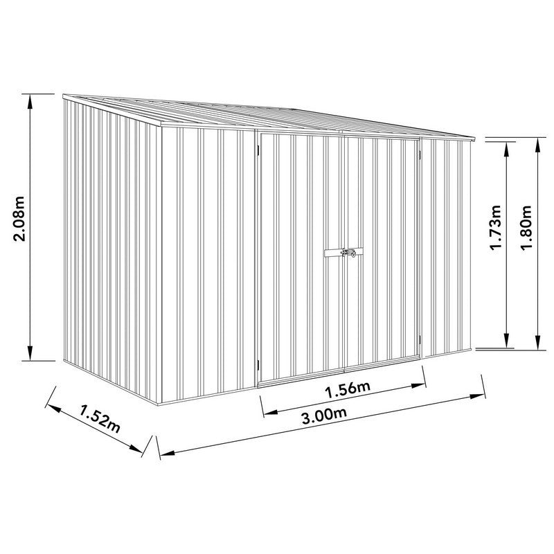 Absco Absco Space Saver 9' 10" x 4' 11" Pent Shed Steel Zinc - Classic