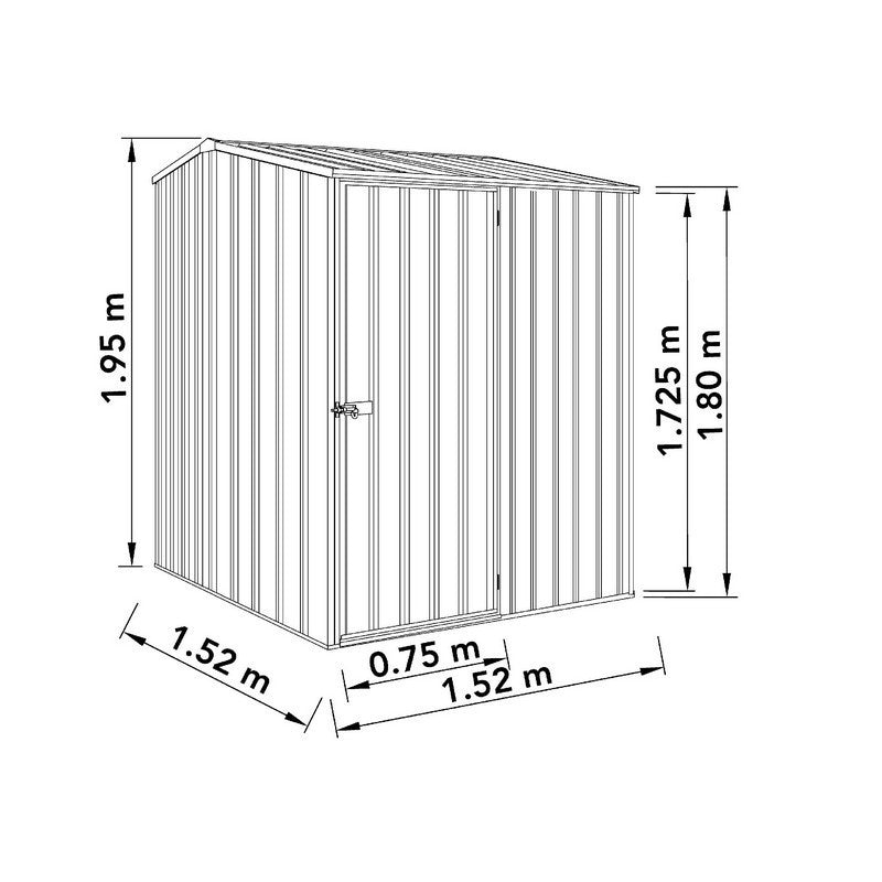 Absco Absco Premier 4' 11" x 4' 11" Apex Shed Steel Monument Grey - Classic