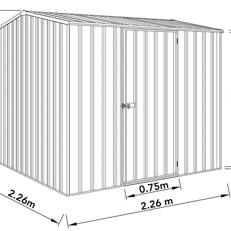 Absco Premier 7' 4" x 7' 4" Apex Shed Steel Monument Grey - Classic