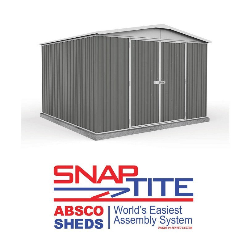 Absco Absco Regent 9' 10" x 9' 6" Apex Shed Steel Woodland Grey - Classic