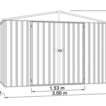 Absco Absco Regent 9' 10" x 9' 6" Apex Shed Steel Woodland Grey - Classic