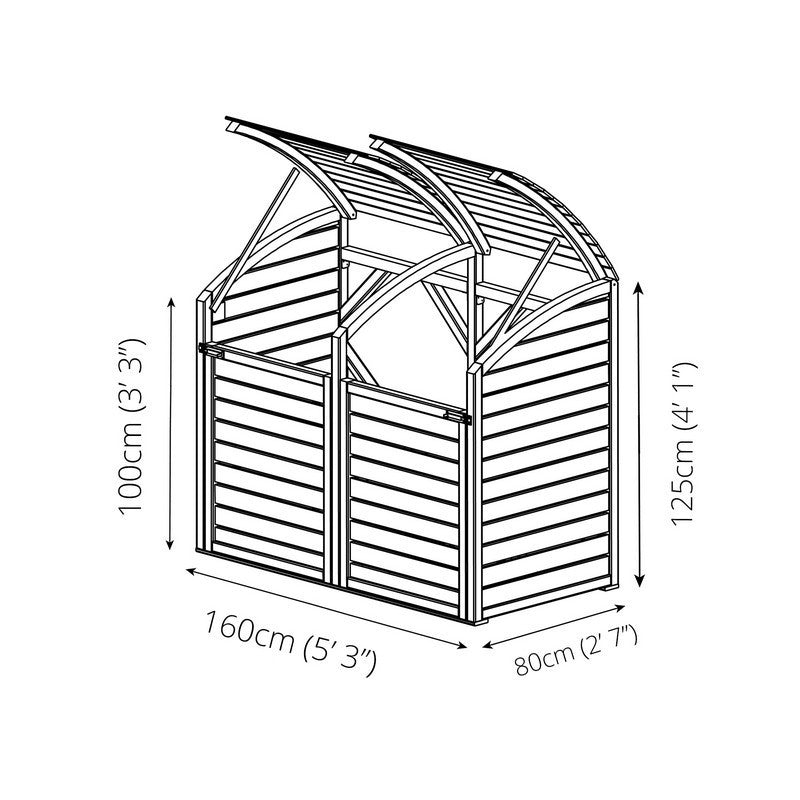 Mercia Mercia 5' 2" x 2' 7" Curved Bin Store - Premium Pressure Treated Slatted