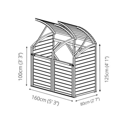 Mercia Mercia 5' 2" x 2' 7" Curved Bin Store - Premium Pressure Treated Slatted