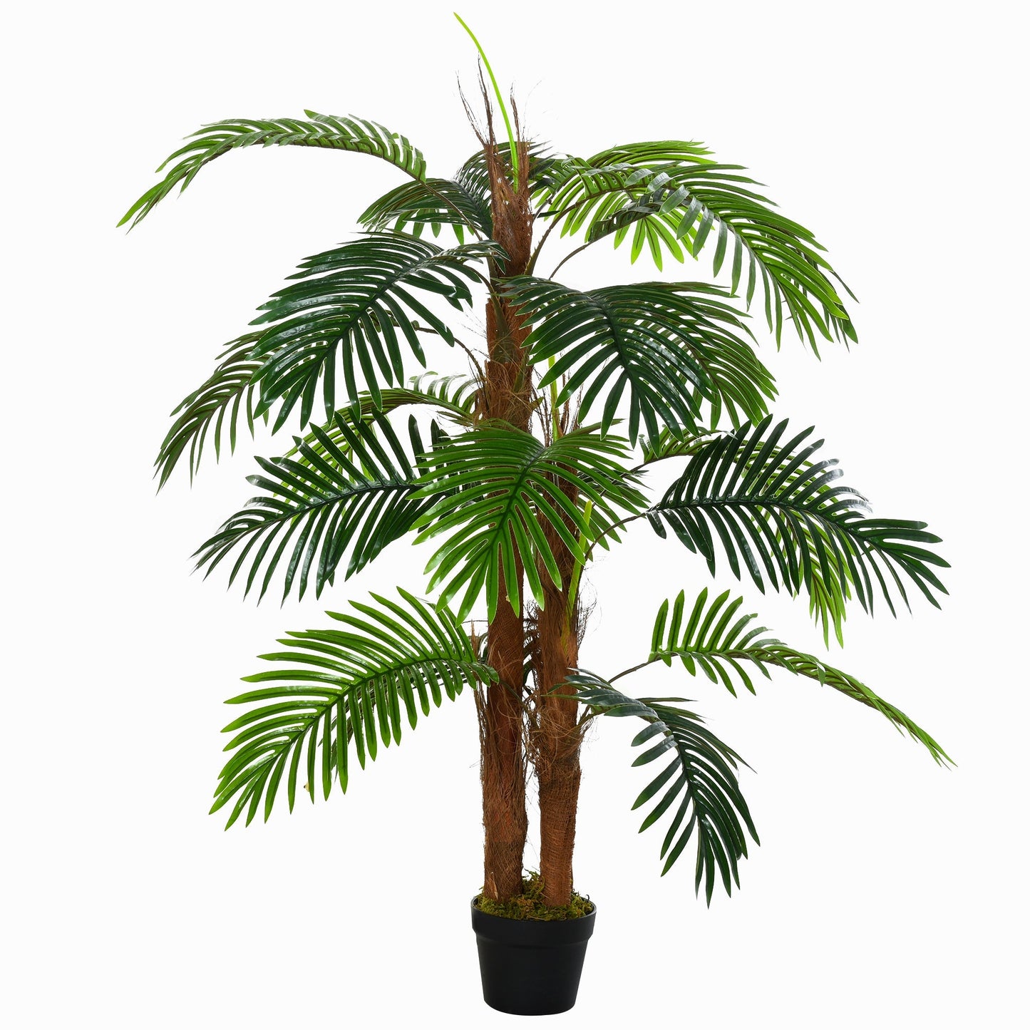 120cm/4FT Artificial Palm Tree Decorative Plant w/ 19 Leaves Nursery Pot Fake Plastic Indoor Outdoor Greenery Home Office Décor