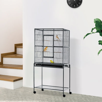 Grille 162cm Bird Cage Wheeled Grey & Black by Pawhut