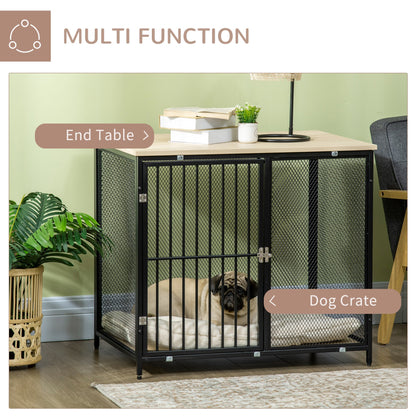 PawHut Dog Crate Furniture Side End Table with Soft Washable Cushion