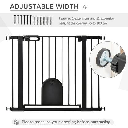 PawHut Dog Gate with Cat Flap Pet Safety Gate Barrier