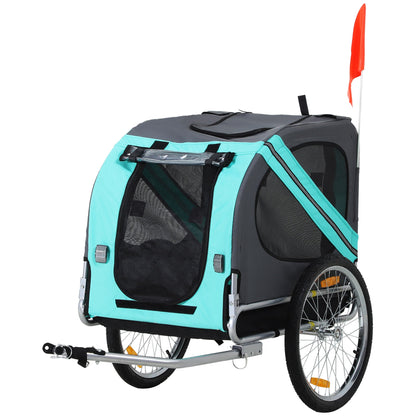 PawHut Pet Bicycle Trailer Dog Cat Bike Carrier Water Resistant for Outdoor Green