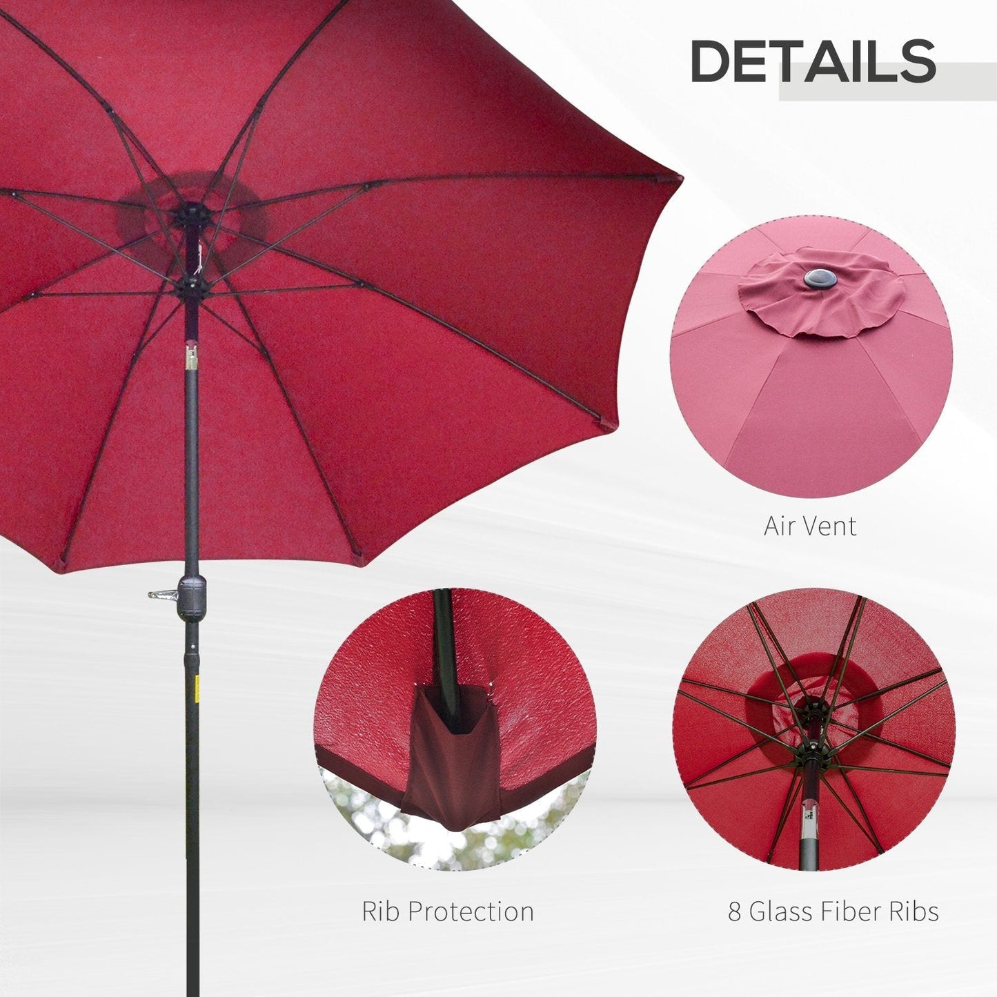 2.6M Umbrella Parasol-Red