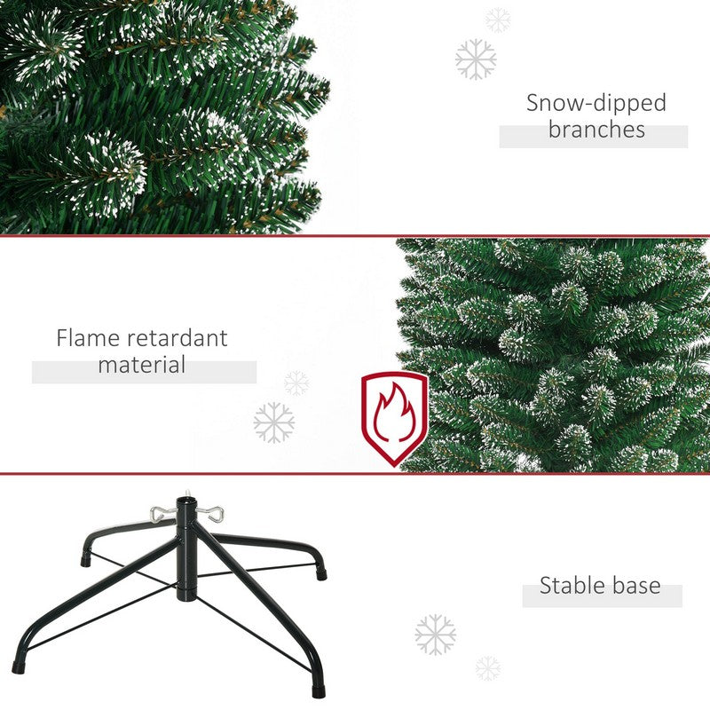 Homcom 6 Foot Artificial Snow Dipped Christmas Tree Xmas Pencil Tree with Foldable Black Stand