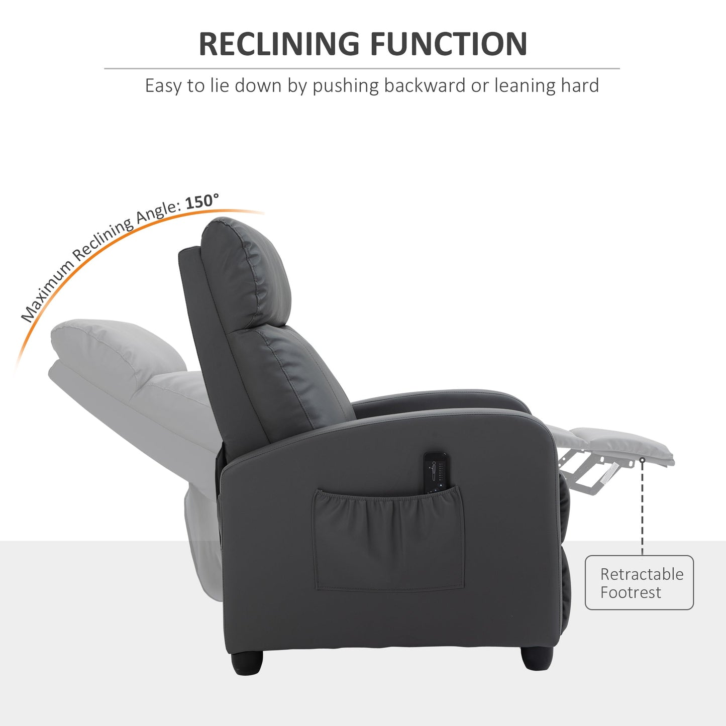 Recliner Sofa Chair PU Leather Massage Armcair w/ Remote Control