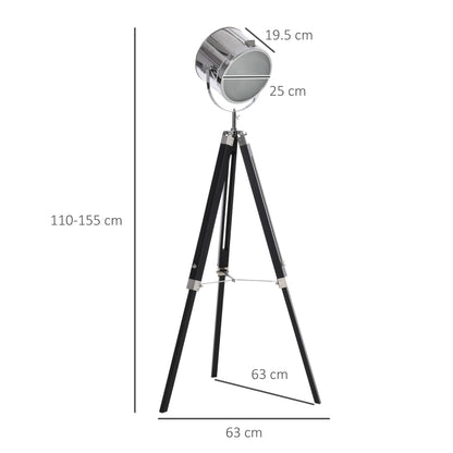 Homcom Industrial Style Adjustable Tripod Floor Lamp Searchlight Reading Lamp