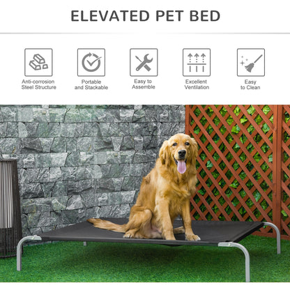 PawHut Elevated Pet Bed Cooling Raised Cot-Style Bed for Large Sized Dogs with Non-slip Pads Steel Frame Breathable Mesh Fabric