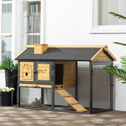 PawHut Rabbit Hutch Outdoor Bunny Cage with Run