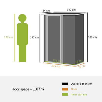 Galvanised 5 x 3' Single Door Pent Garden Store Lockable Steel Brown by Steadfast