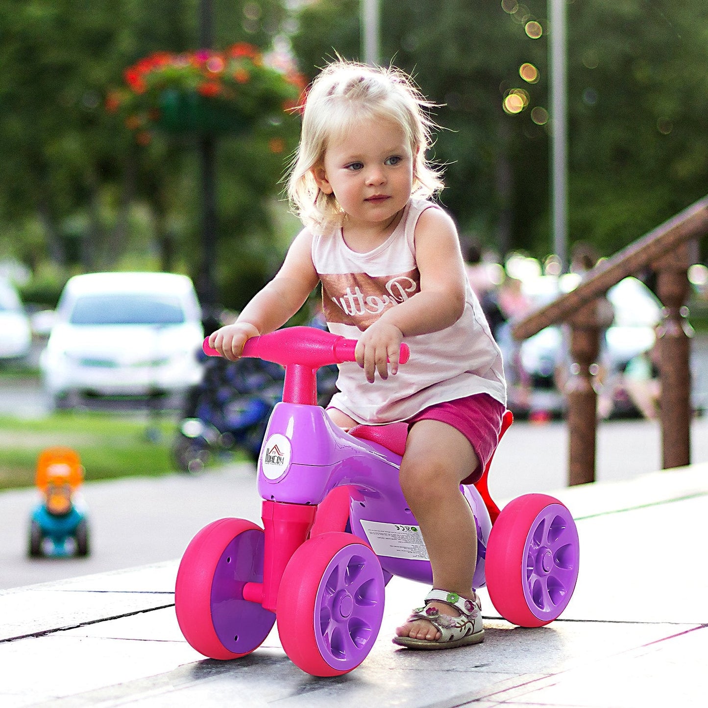 Toddler Training Walker Balance Ride-On Toy with Rubber Wheels Purple