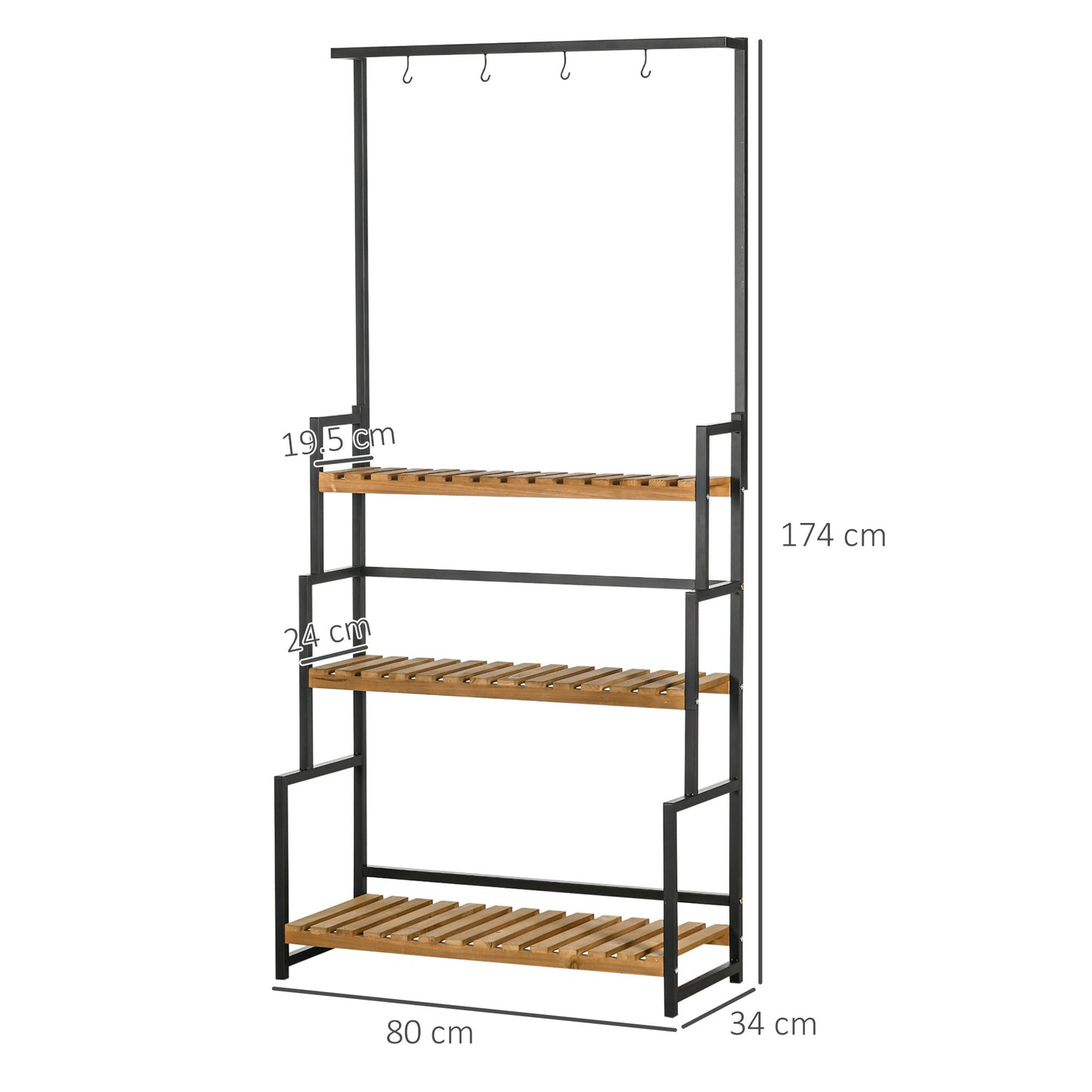 3 Tiered Plant Stand with Hanging Hooks