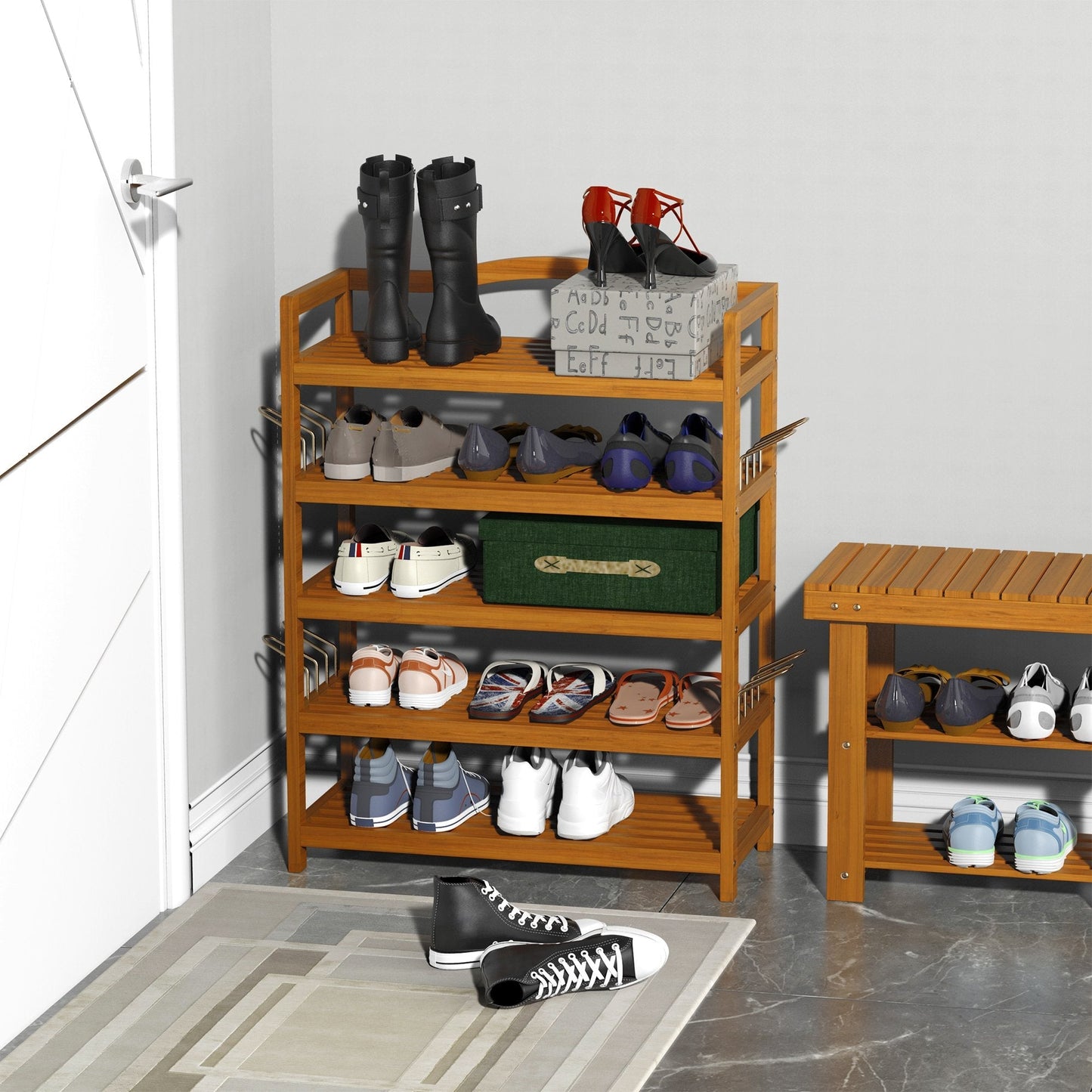 Wooden Five-Shelf Shoe Rack