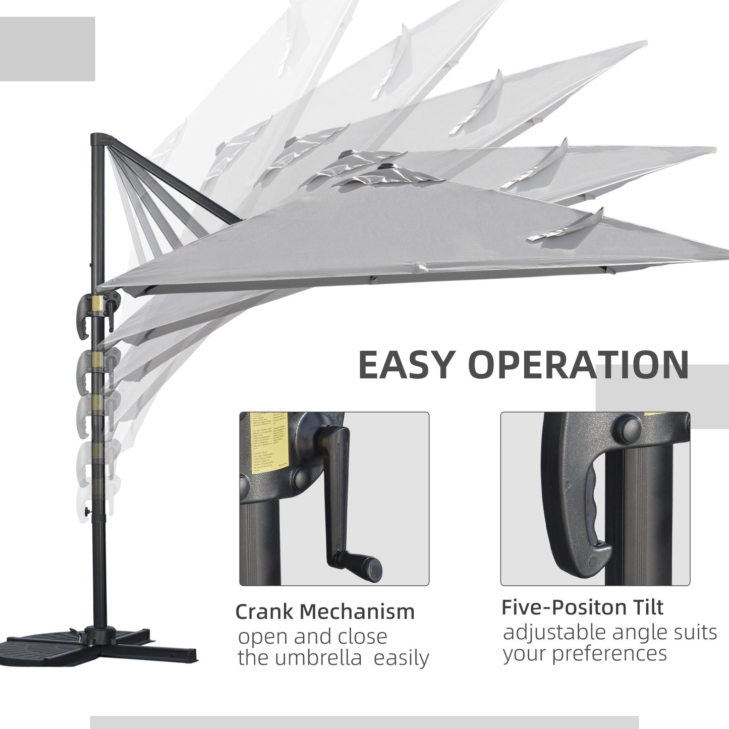 2.7m Square Overhanging Cantilever Umbrella