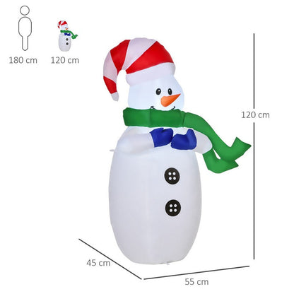 Homcom Inflatable Christmas Snowman 120 cm W/LED Lights-Multicolour