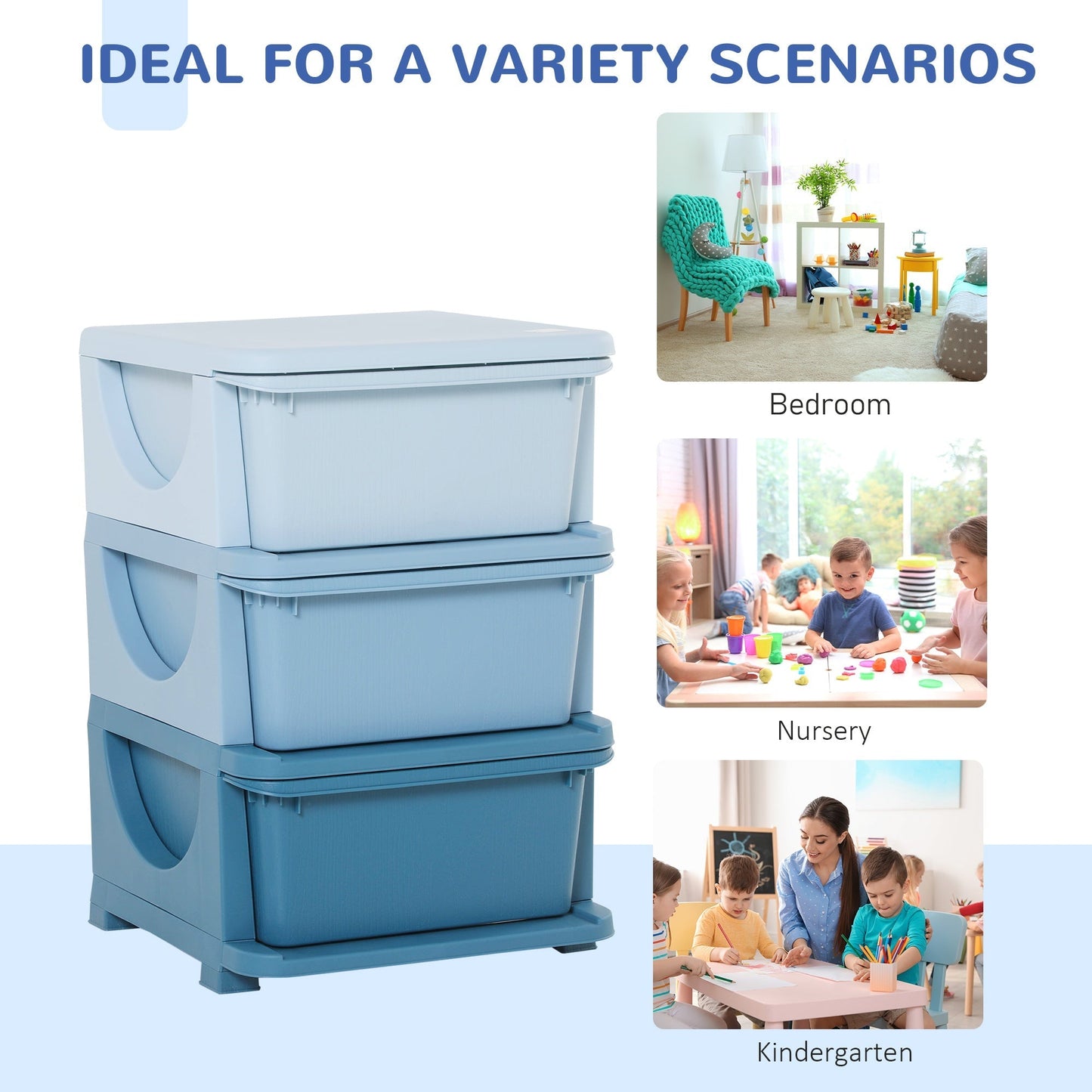 Homcom Kids Three-Tier Storage Unit ? Blue