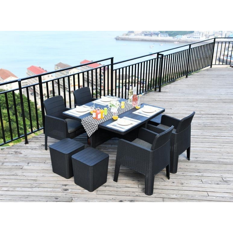 Royalcraft Faro Rattan Garden Patio Dining Set by Royalcraft - 4 Seats Ivory Cushions