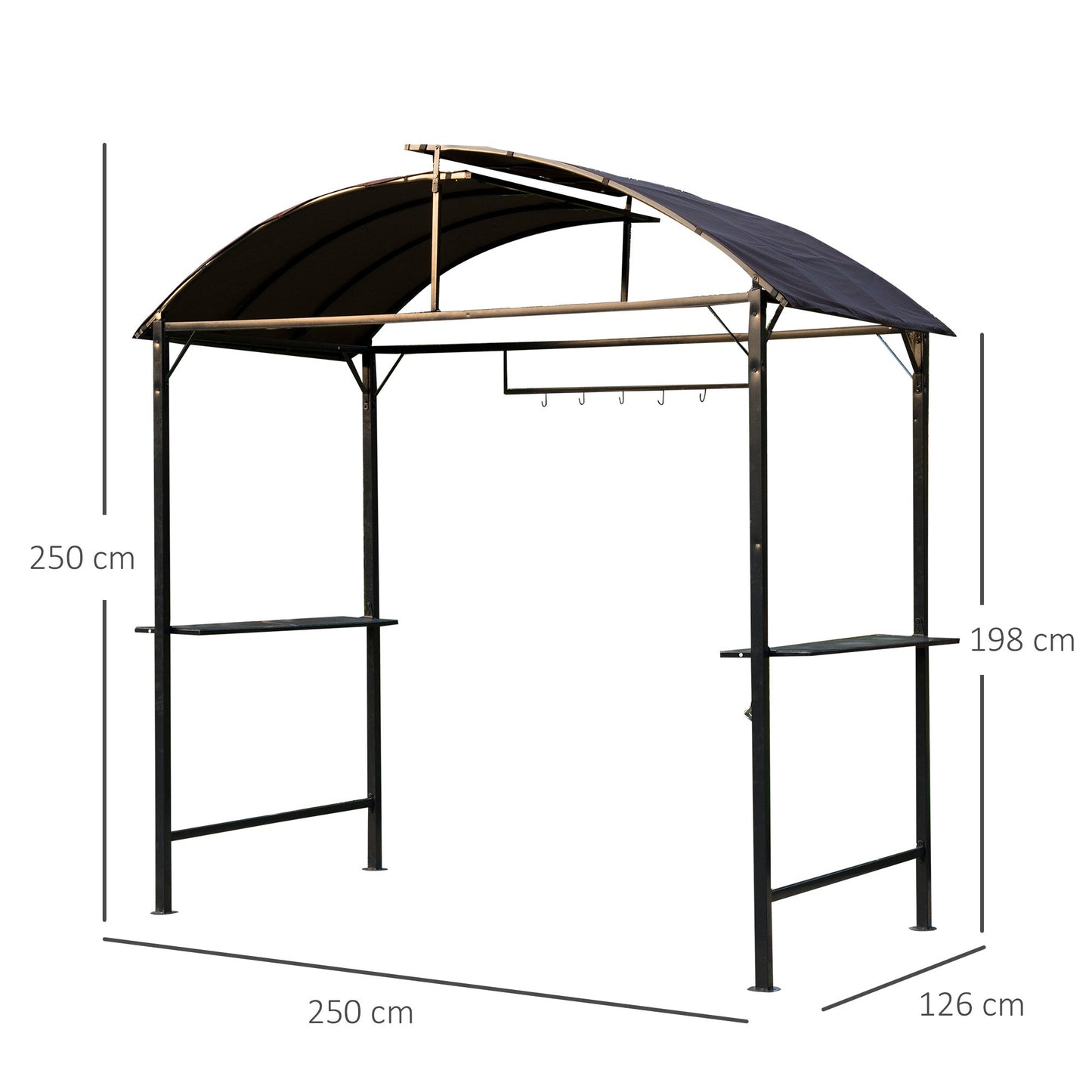 Outsunny 2.5 x 1.2M Metal BBQ Shelter - Coffee