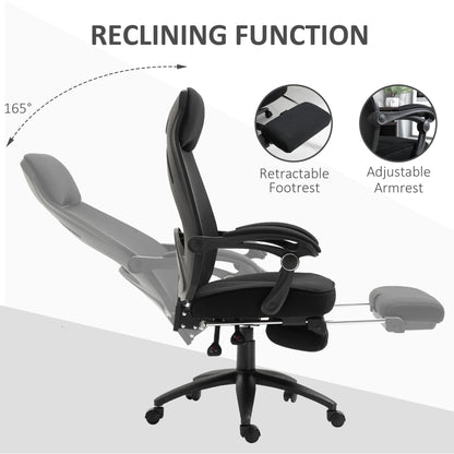 Vinsetto Mesh Office Chair with Footrest for Home Office Lunch Break Recliner High Back Adjustable Height with Headrest